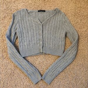 Brandy Melville Light Gray Cable Knit Cardigan
